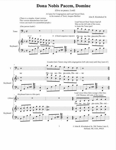 Composed For Choir To Lead The Assembly 4 Part Round New Be The First To Sing It Sheet Music
