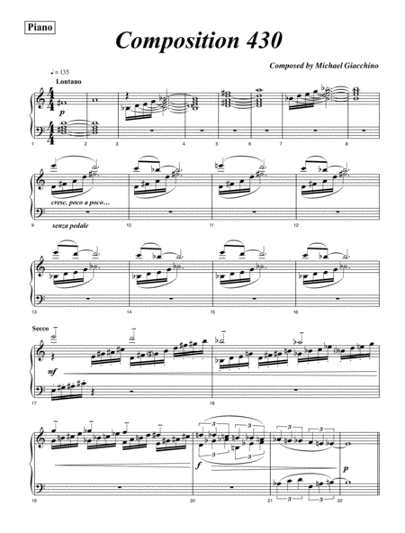 Free Sheet Music Composition 430 Piano Solo