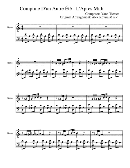 Free Sheet Music Comptine D Un Autre T