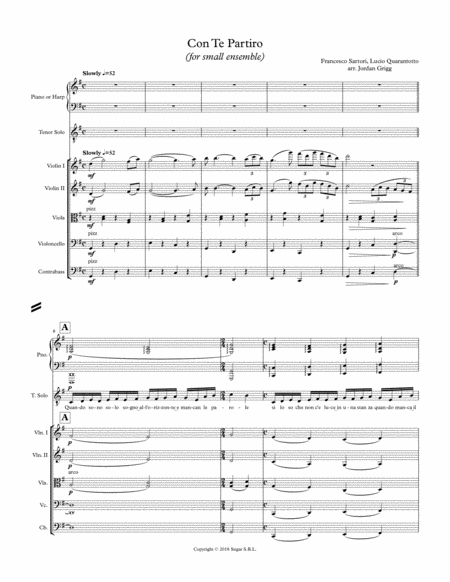 Free Sheet Music Con Te Partiro For Small Ensemble