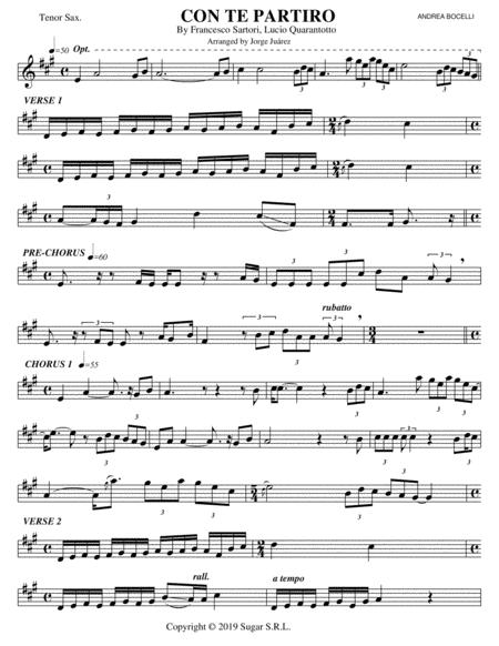 Con Te Partiro Tenor Sax Sheet Music