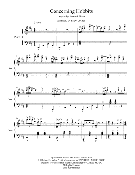 Free Sheet Music Concerning Hobbits The Lord Of The Rings The Fellowship Of The Ring