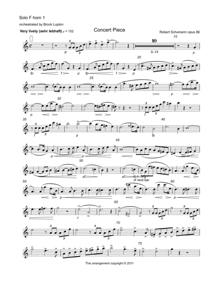 Concert Piece For 4 Instruments Robert Schumann Edited From Original Version Four 4 Solo F Horns Sheet Music
