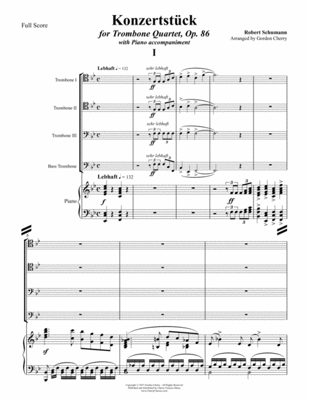 Concert Piece Opus 86 For Trombone Quartet Piano Sheet Music