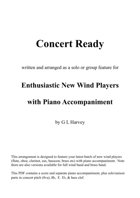 Concert Ready Solo Group Feature For Elementary Wind Players And Piano Sheet Music