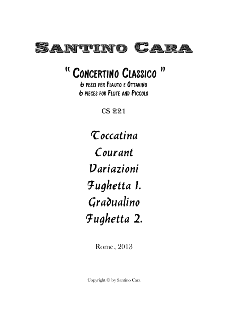 Concertino Classico 6 Pieces For Flute And Piccolo Sheet Music