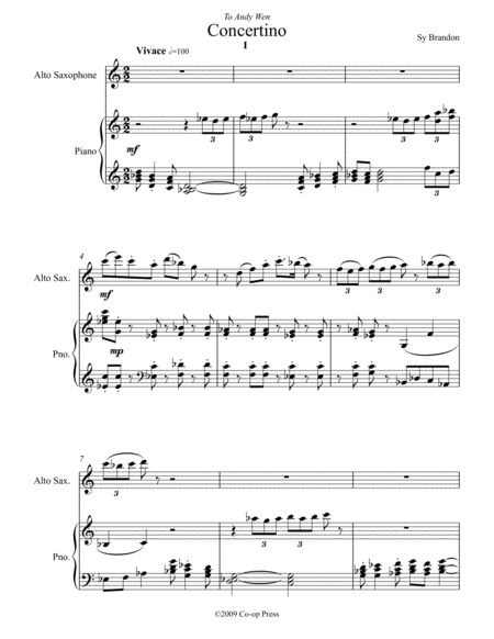 Free Sheet Music Concertino For Alto Saxophone And Piano