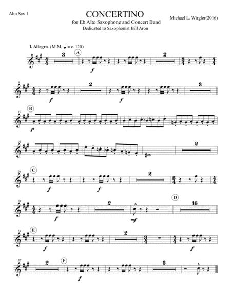 Concertino For Eb Alto Sax And Concert Band Sheet Music