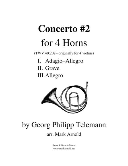 Free Sheet Music Concerto 2 For Four Horns Telemann