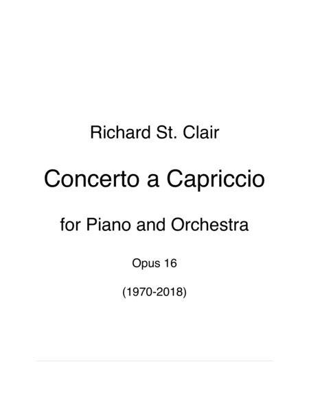 Concerto A Capriccio Concerto On A Lark For Piano And Orchestra Complete Full Score And Instrumental Parts Sheet Music