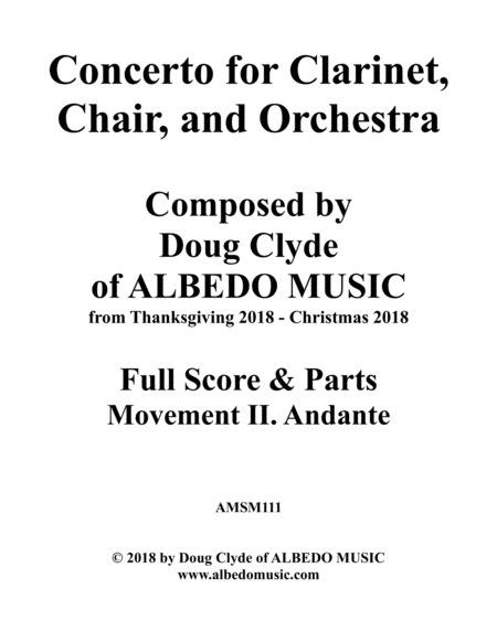 Concerto For Clarinet Chair And Orchestra Movement Ii Andante Sheet Music