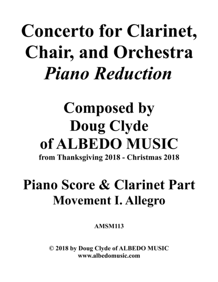 Concerto For Clarinet Chair And Orchestra Piano Reduction Movement I Allegro Sheet Music