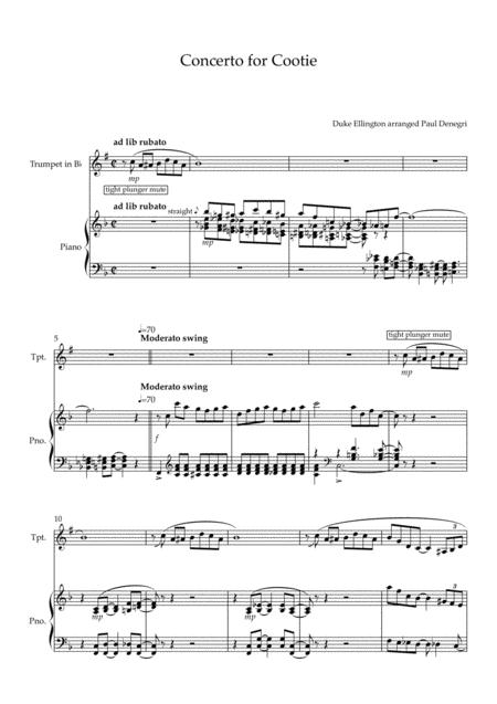 Free Sheet Music Concerto For Cootie Arranged For Trumpet And Piano