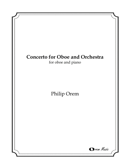 Concerto For Oboe And Orchestra Piano Reduction And Part Sheet Music