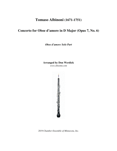 Free Sheet Music Concerto For Oboe D Amore In D Major Op 7 No 6