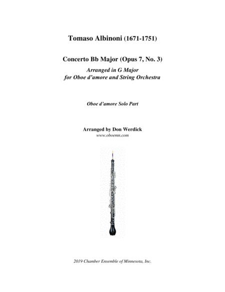 Free Sheet Music Concerto For Oboe D Amore In G Major Op 7 No 3