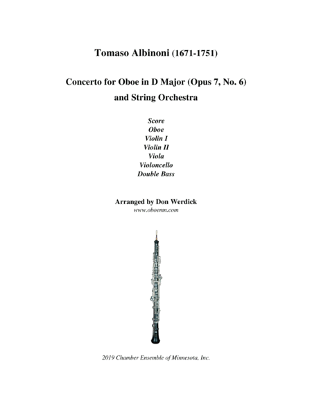 Free Sheet Music Concerto For Oboe In D Major Op 7 No 6 And String Orchestra