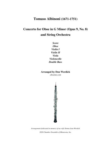 Free Sheet Music Concerto For Oboe In G Minor Op 9 No 8 And String Orchestra