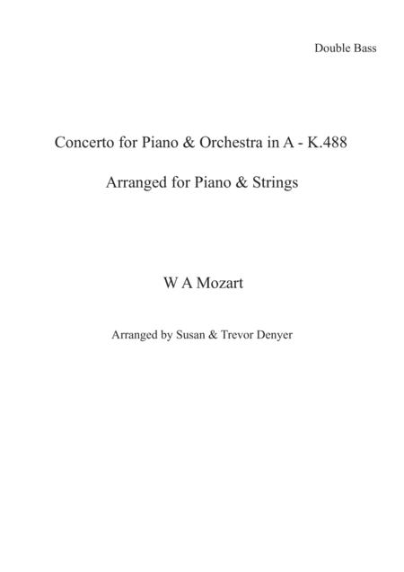 Concerto For Piano Orchestra In A K 488 For String Quintet Sheet Music