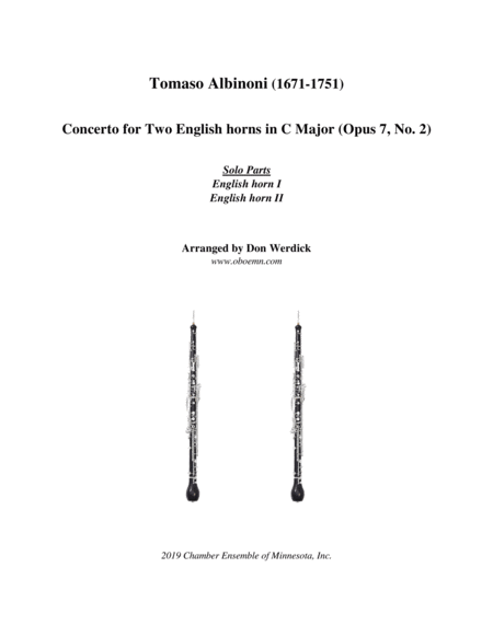 Concerto For Two English Horns In C Major Op 7 No 2 Sheet Music