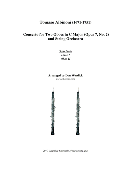 Free Sheet Music Concerto For Two Oboes In C Major Op 7 No 2