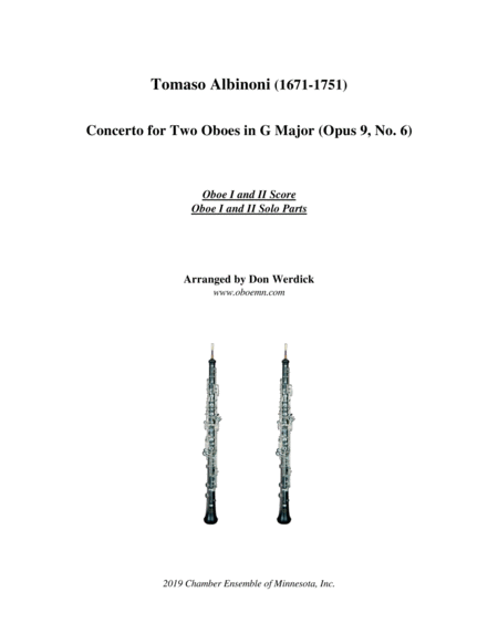 Concerto For Two Oboes In G Major Op 9 No 6 Sheet Music