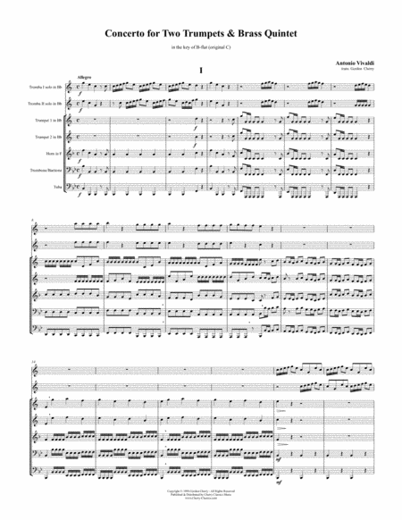 Concerto For Two Trumpets Or Cornets And Brass Quintet Sheet Music