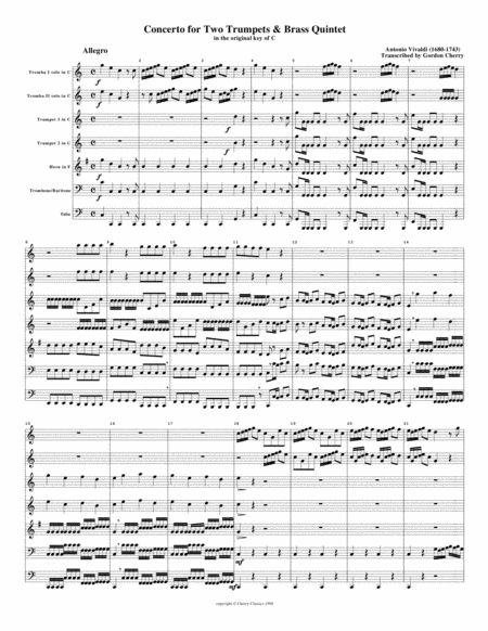 Concerto For Two Trumpets Or Cornets And Wind Band Sheet Music