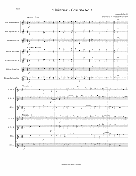 Free Sheet Music Concerto Grosso No 8 Christmas Concerto For Saxophone Ensemble