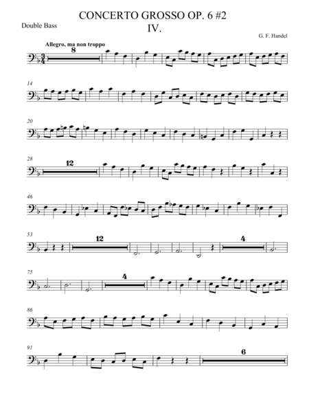 Free Sheet Music Concerto Grosso Op 6 2 Movement Iv