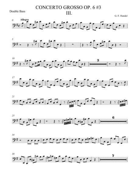 Concerto Grosso Op 6 3 Movement Iii Sheet Music