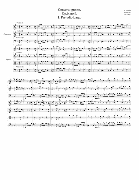 Free Sheet Music Concerto Grosso Op 6 No 9 Original