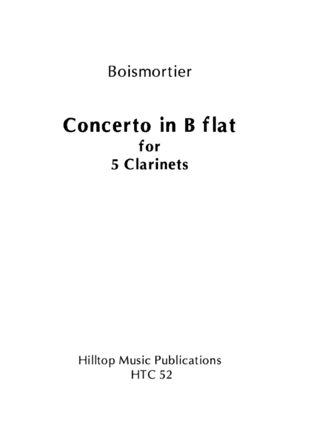 Free Sheet Music Concerto In B Flat For Five Clarinets