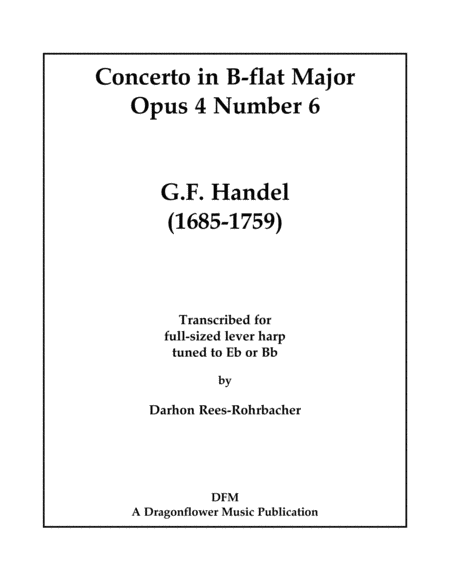 Concerto In B Flat Major For Lever Harp Sheet Music