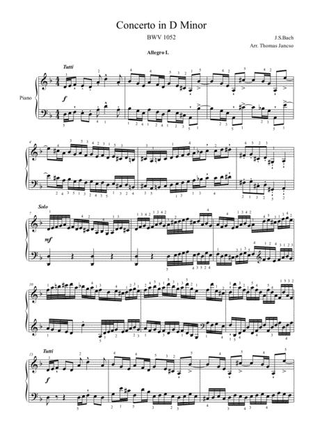 Free Sheet Music Concerto In D Minor Bwv 1052