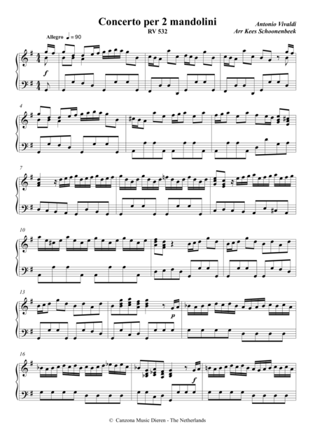Free Sheet Music Concerto Per 2 Mandolini