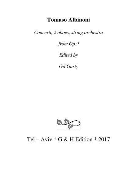 Free Sheet Music Concertos 2 Oboes String Orchestra Op 9 No 3 6 9 12 Original Version Score And Parts