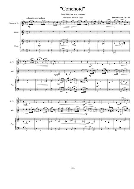 Free Sheet Music Conchoid A Slow Mvt For Clarinet Violin And Piano