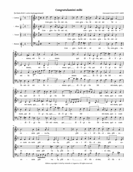 Free Sheet Music Congratulamini Mihi Croce