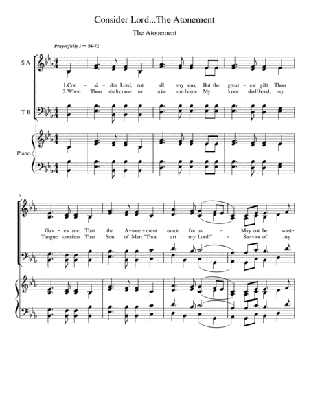 Free Sheet Music Consider Lord The Atonement