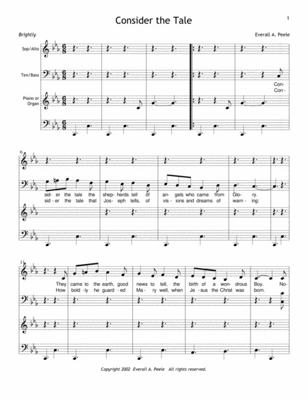 Free Sheet Music Consider The Tale Choir Version Includes Unlimited License To Copy