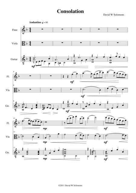 Consolation For Flute Viola And Guitar Sheet Music