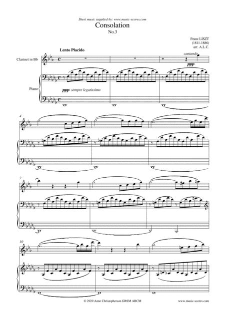 Consolation No 3 Clarinet And Piano Sheet Music