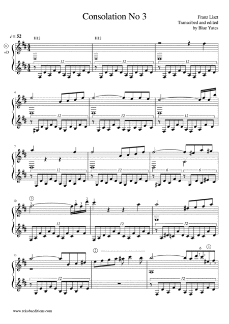 Free Sheet Music Consolation No 3 Franz Liszt