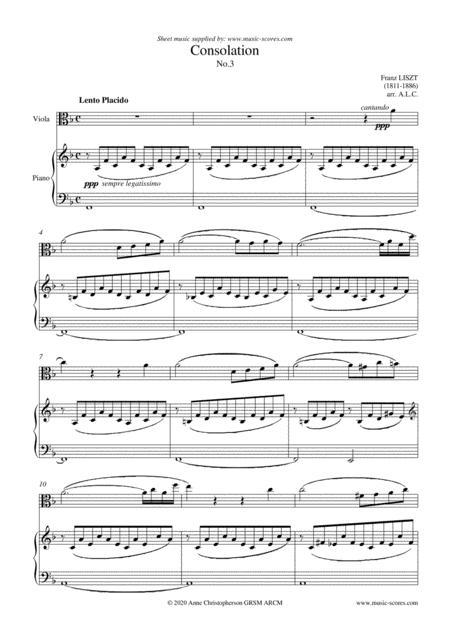 Consolation No 3 Viola And Piano Sheet Music