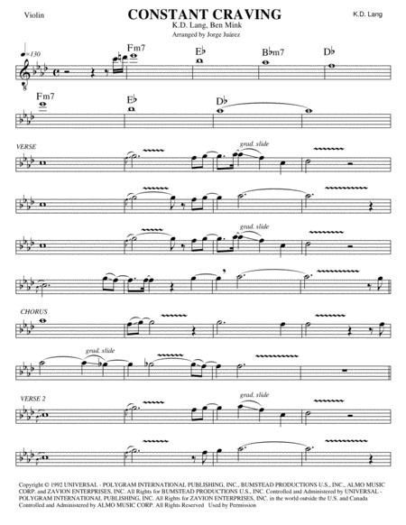 Free Sheet Music Constant Craving Violin