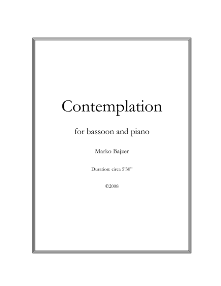 Free Sheet Music Contemplation For Bassoon And Piano