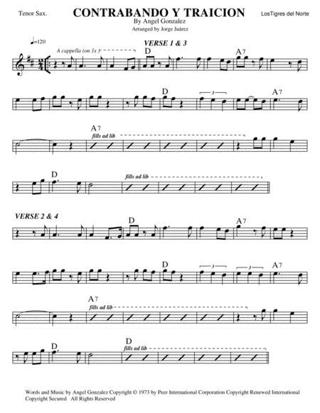 Contrabando Y Traicion Tenor Sax Sheet Music