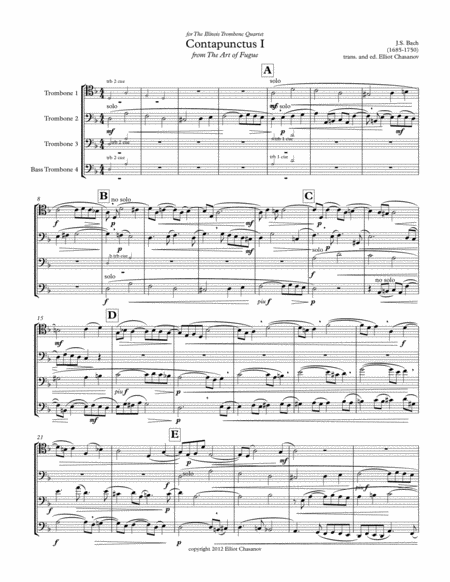 Free Sheet Music Contrapunctus I From The Art Of The Fugue