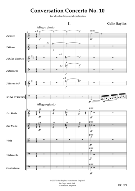 Free Sheet Music Conversation Concerto No 10 For Double Bass And Orchestra Score Only